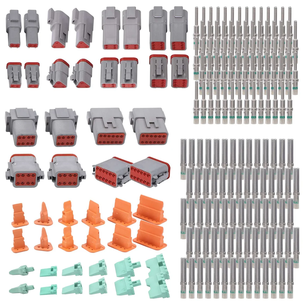 188 PCS Deutsch DT Kit de conector cinza com 16 contatos sólidos em configurações de 2,3,4,6,8 e 12 pinos, conectores automotivos raros