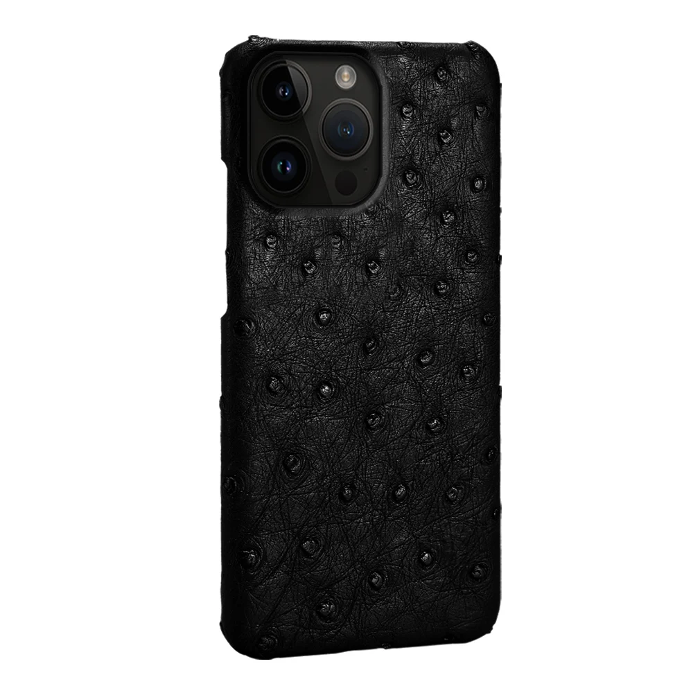 

LANGSIDI Natural Ostrich Leather Phone Case for iPhone 16 15 12 11 13 14 Pro Max 16Pro 14Pro 16 Plus 15Pro 13Pro Luxury Cover