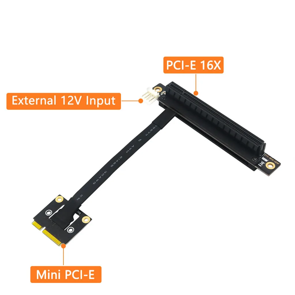 270 Degree Mini PCIe to PCI-E 1X 4X 8X 16X Adapter Cable Riser Mini PCIe to PCI Express 4P Power for PCIE Tester Extender