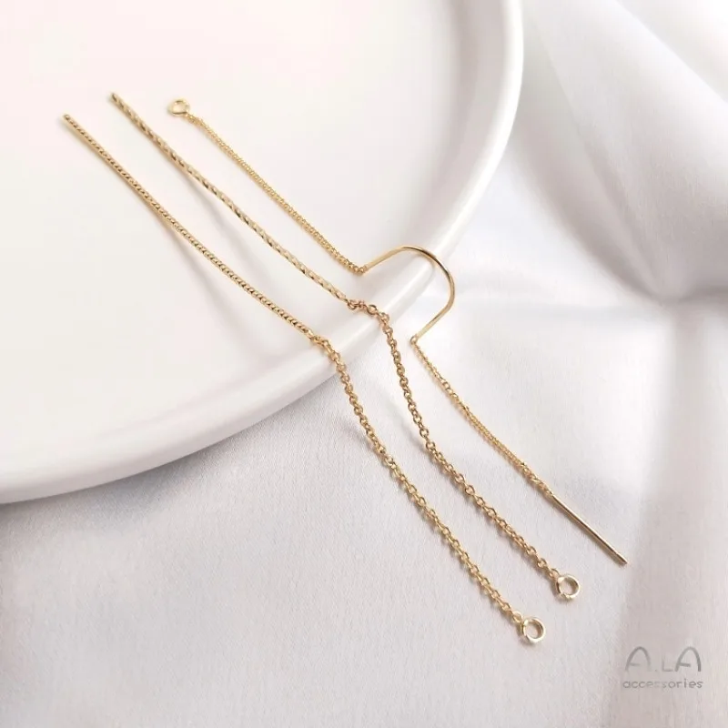 Color 14K Gold Fashion U-shaped Earphone Batch Flower Line Extended Earphone DIY Earrings Ear Jewelry Ear Hanging Accessories