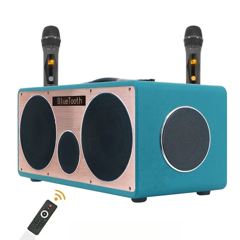 WGY-6602 Sistema de Altavoces Portátil de Alta Gama para Exteriores, Barra de Sonido de Madera, Bocinas Bluetooth, Amplificador de Guitarra, Caja de Música con Bajos