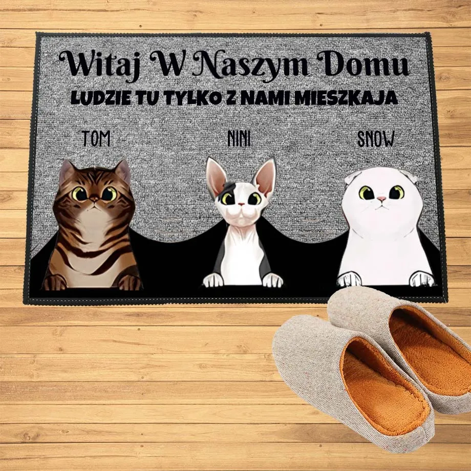 Personalized Pet\'s Doormat Custom Mats Cat Dog Name Floor Mat Rug Carpet Anti-Slip Any Text Gray Home Decor Accessory