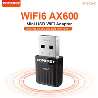 AX600 WiFi6 Mini Wireless Adapter USB2.0 WiFi Antena 600Mbps 2.4G/5.8G WPA Wi-fi Dongle Portable Network Card For PC Win10/11