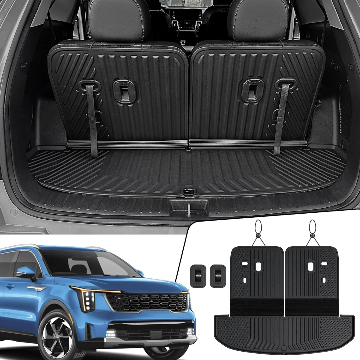 

2-in-1 Cargo Mat with Backrest for 2021-2026 Kia Sorento 6/7 Seats, All Weather TPE Trunk Liner