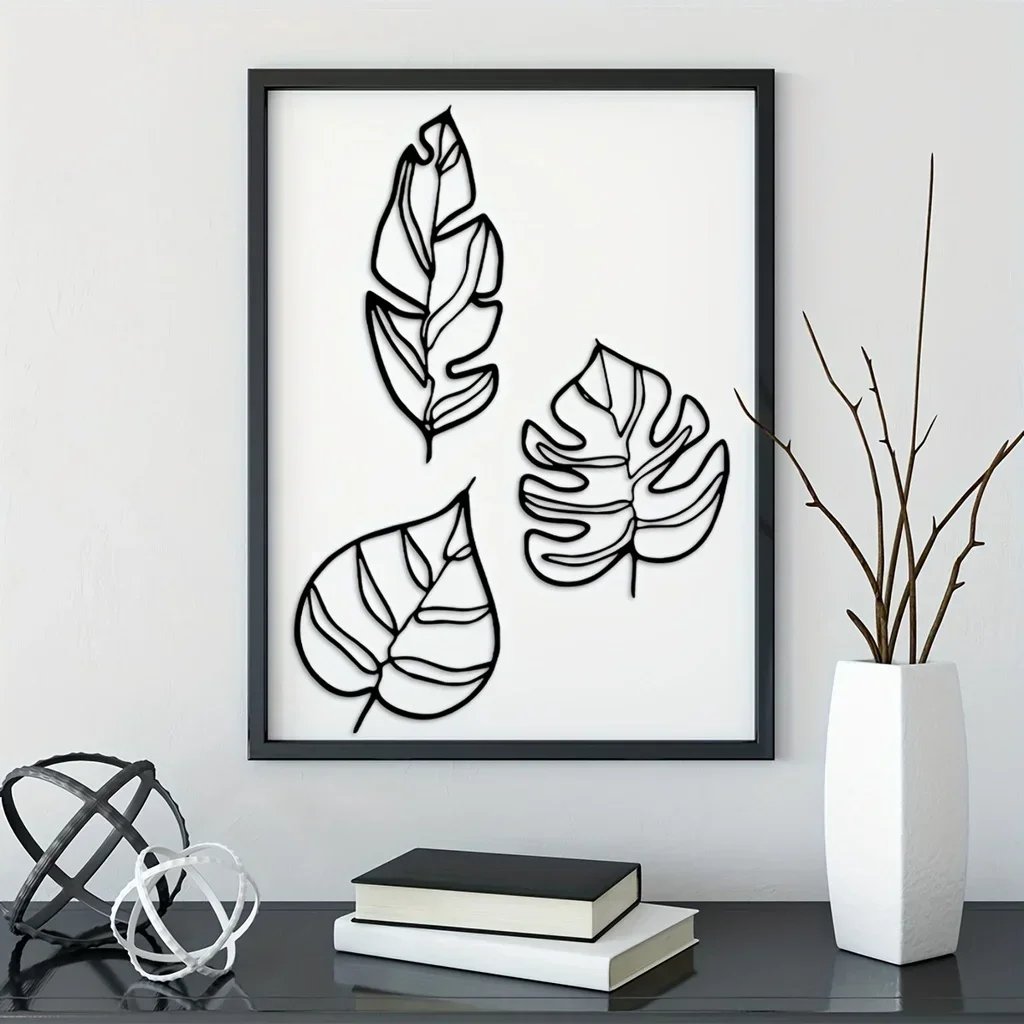 CIFBUY Deco 3pcs Metal Leaf Home Pediments Decor Art Three Leaves Wall Hanging Decoration Suitable Children's Room Nursery Kinde