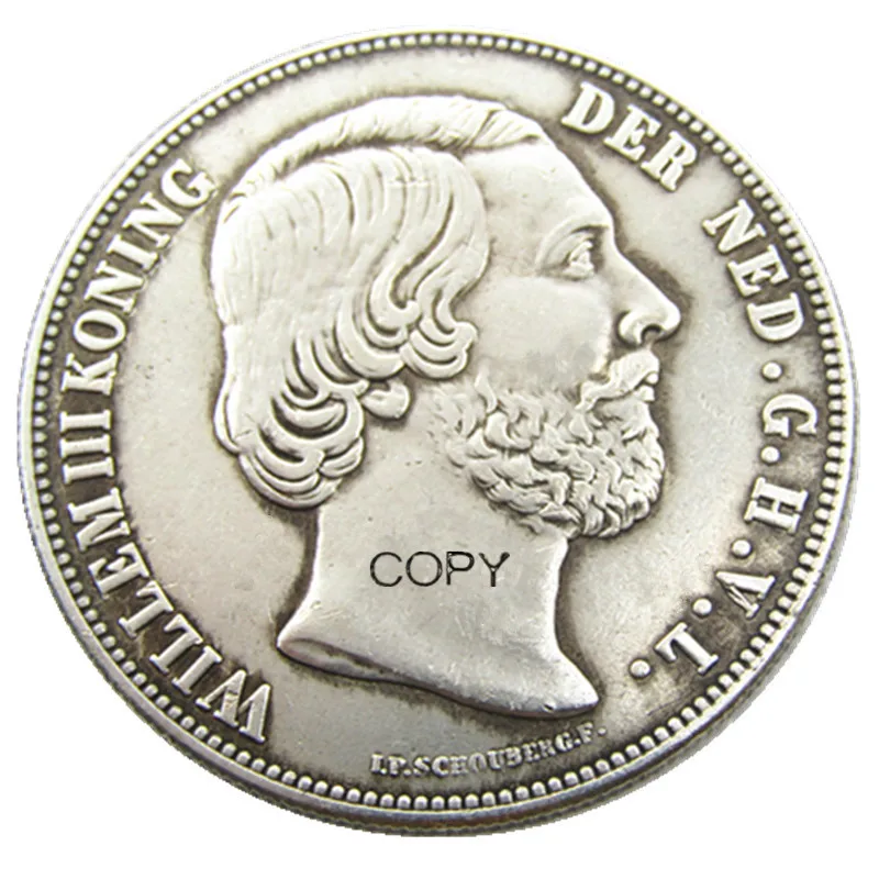 

90% Серебро Нидерланды, 1818 3 Gulden Willem lll копия монеты (38 мм)