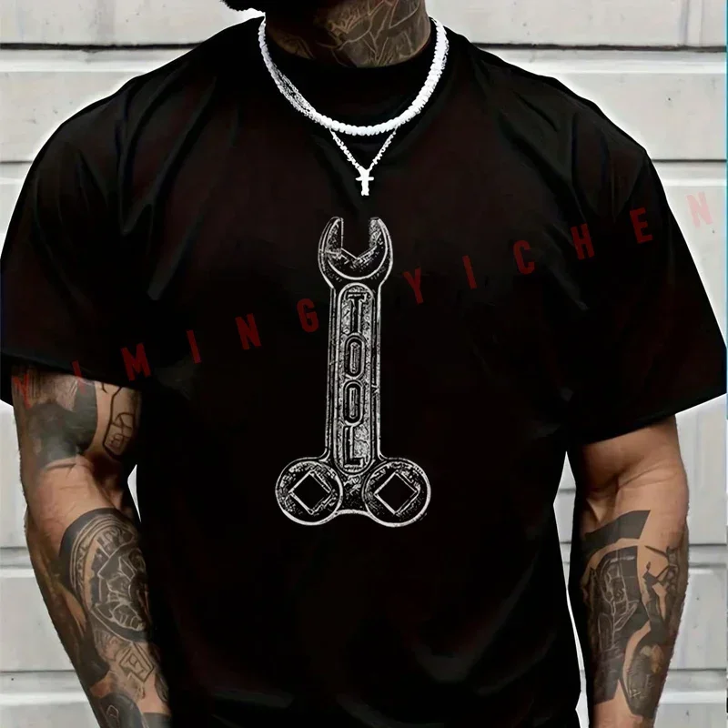 Camiseta de hombre 2026 de manga corta con logo de esqueleto rosa de Tool Band Rock, estilo casual, para verano