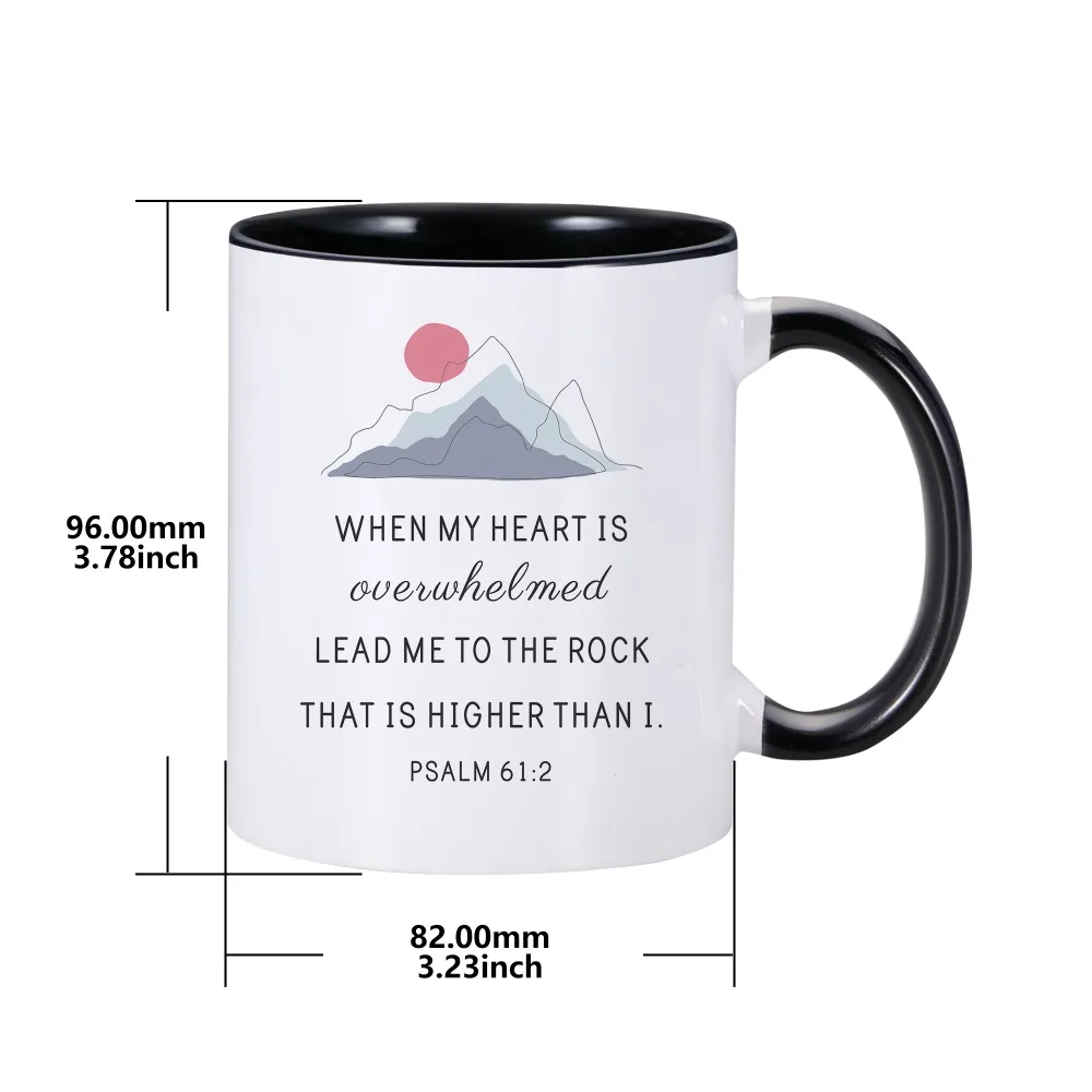 Psalm 61:2 Bible Verse Inspirational Custom Coffee Mug Strength Gift for Christian Believer Colleague Friend Encouragement Gifts