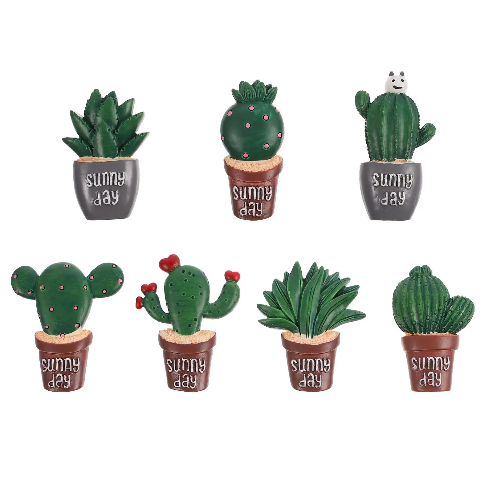 7Pcs Realistic Succulent Resin Fridge Stickers Handmade Flatback Charms for DIY Decoration Creative Home Energy Boost Stress
