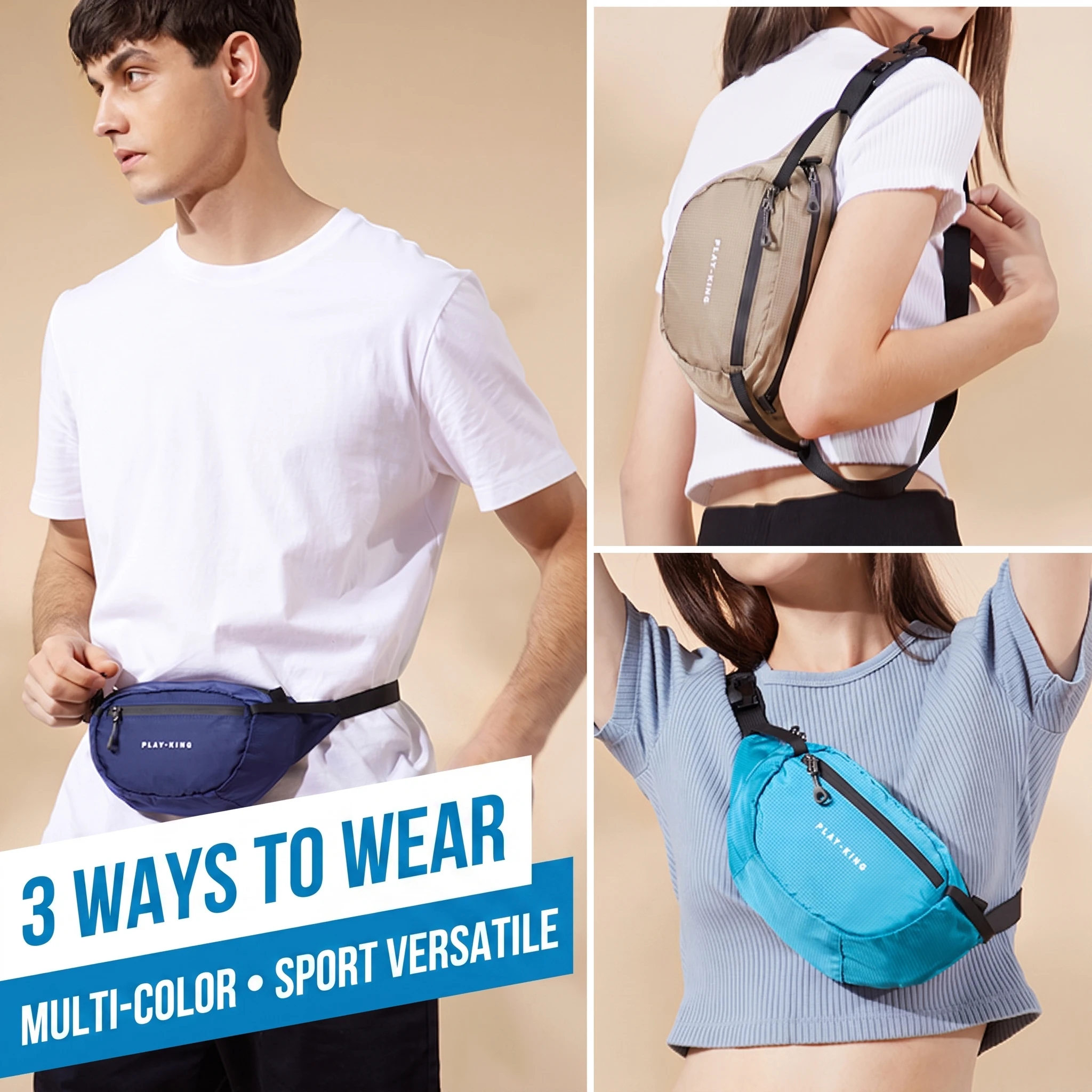 Lightweight Waterproof Folding Sports Waist Bag, Multi-Functional Outdoor Running Crossbody Phone Chest Bag For Men Women