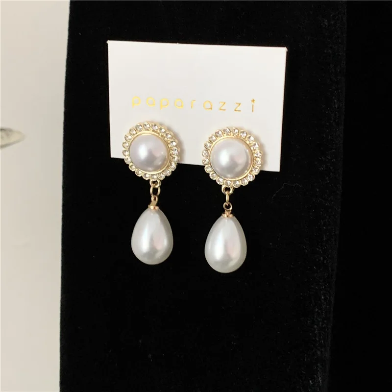 Pendientes de perlas estilo coreano para mujer, aretes colgantes, Estilo Vintage, palacio barroco, elegante, para fiesta, 2020