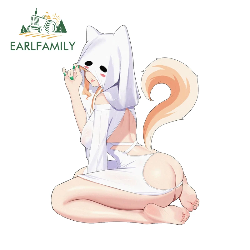 

EARLFAMILY 13 см x 9,6 см Ghost Fox Girl Автомобильные наклейки Сексуальная задница Аниме Автомобильные аксессуары Наклейка для ноутбука JDM Виниловые наклейки на мотоцикл