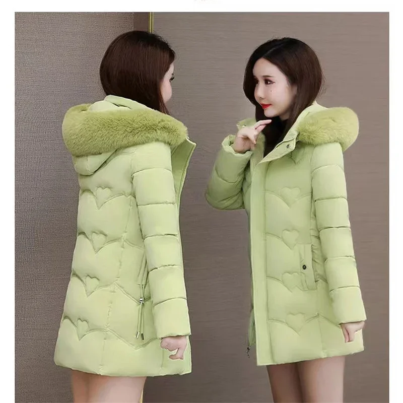 

New Down Cotton-Padded Jacket Women Long Winter Parkas Thick Fashion Outwear High-End Hooded Warm Cotton Padded Coat Female C206