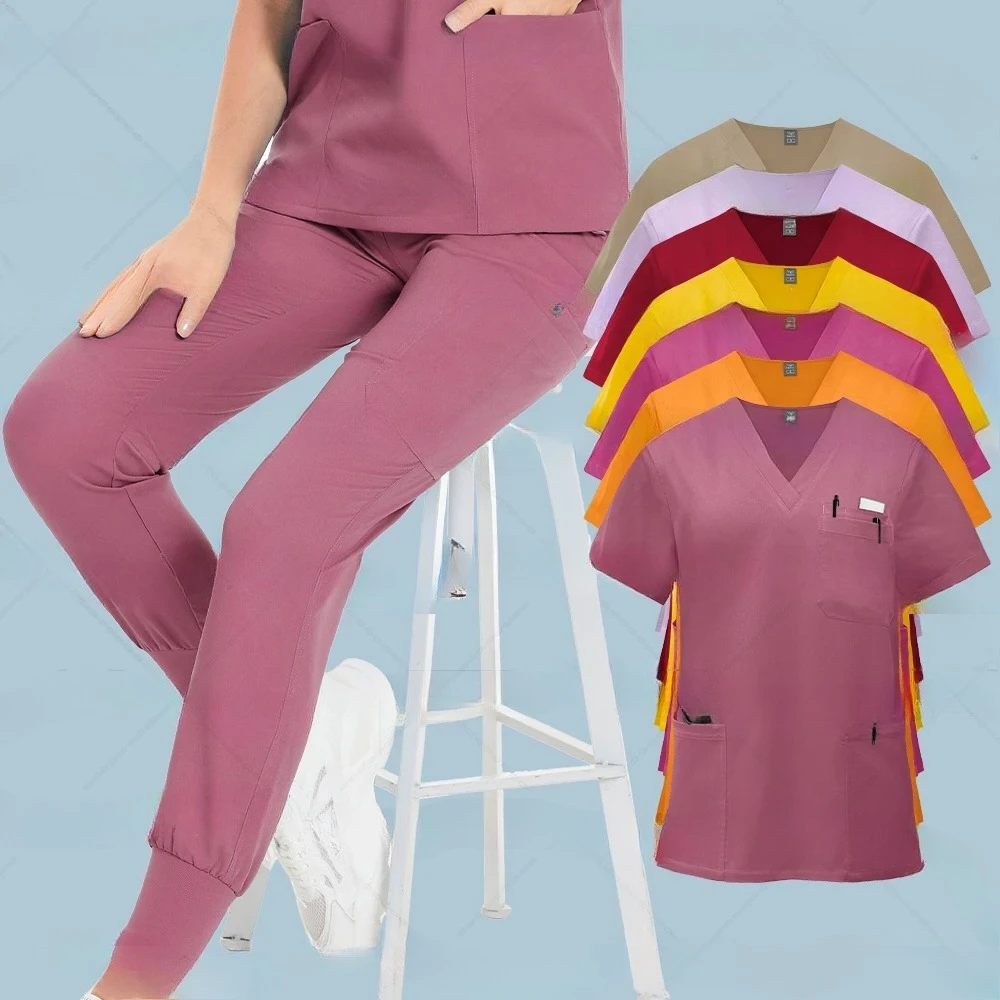 고품질 신디자인 의료용 스크럽 세트 병원 의사 수술복 간호사 액세서리 유니섹스 치과 클리닉 실험실 작업복