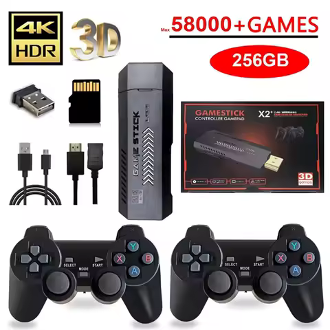 256G 58,000 Games GD10 Plus Game Stick 4K HD Video Game Console 2.4G Double Wireless Controller Game Stick For N64/PSP/PS1/GBA