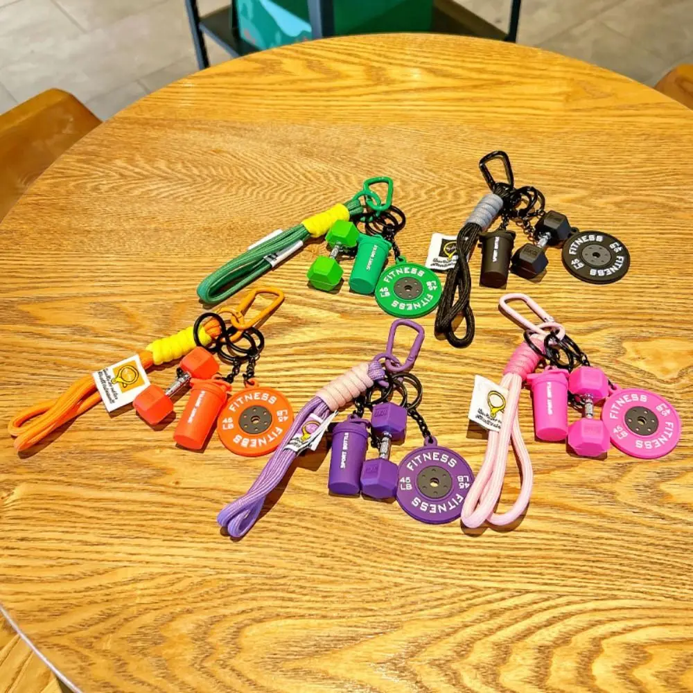 

Dopamine Barbell Plates Keychain Kettlebell Water Cups Simulation Dumbbells Keyring INS Detachable Fitness Series Pendant