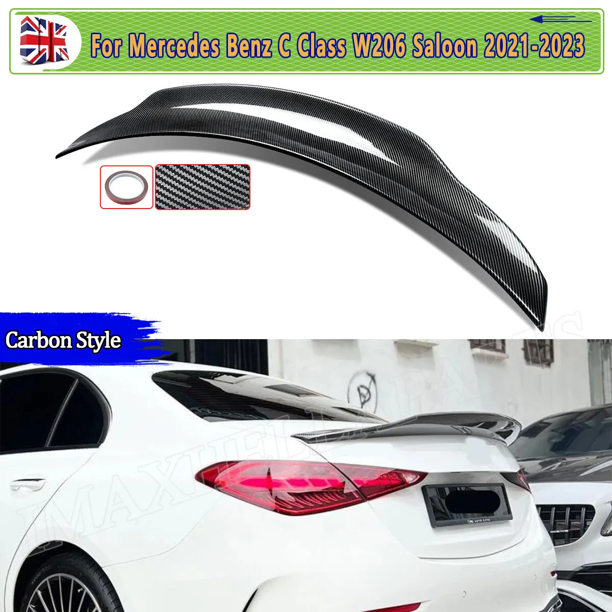 

Carbon Look Rear Splitter Spoiler FOR MERCEDES C-CLASS W206 C180 C200 C300 2021 2022 2023 PSM STYLE REAR BOOT Trunk SPOILER Wing