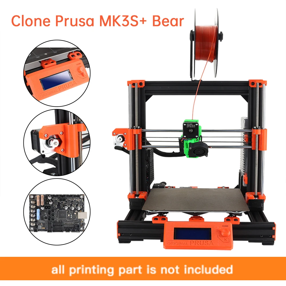 Clone Prusa i3 V2.0 MK3S + Bear 3d Printer Upgraded DIY Printers kits with Super Pinda High Quality 3d Printer Parts