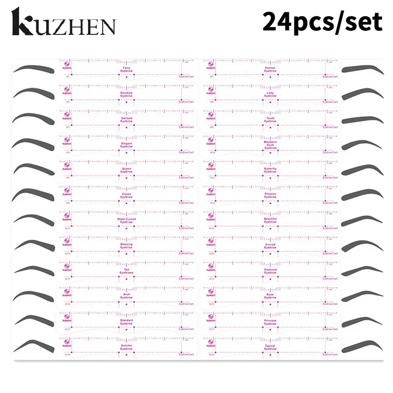 24 Szablony do stylizacji brwi, korekcji i modelowania, wielokrotnego użytku naklejki do makijażu, szablony do rysowania brwi, stempel do brwi, narzędzia kosmetyczne