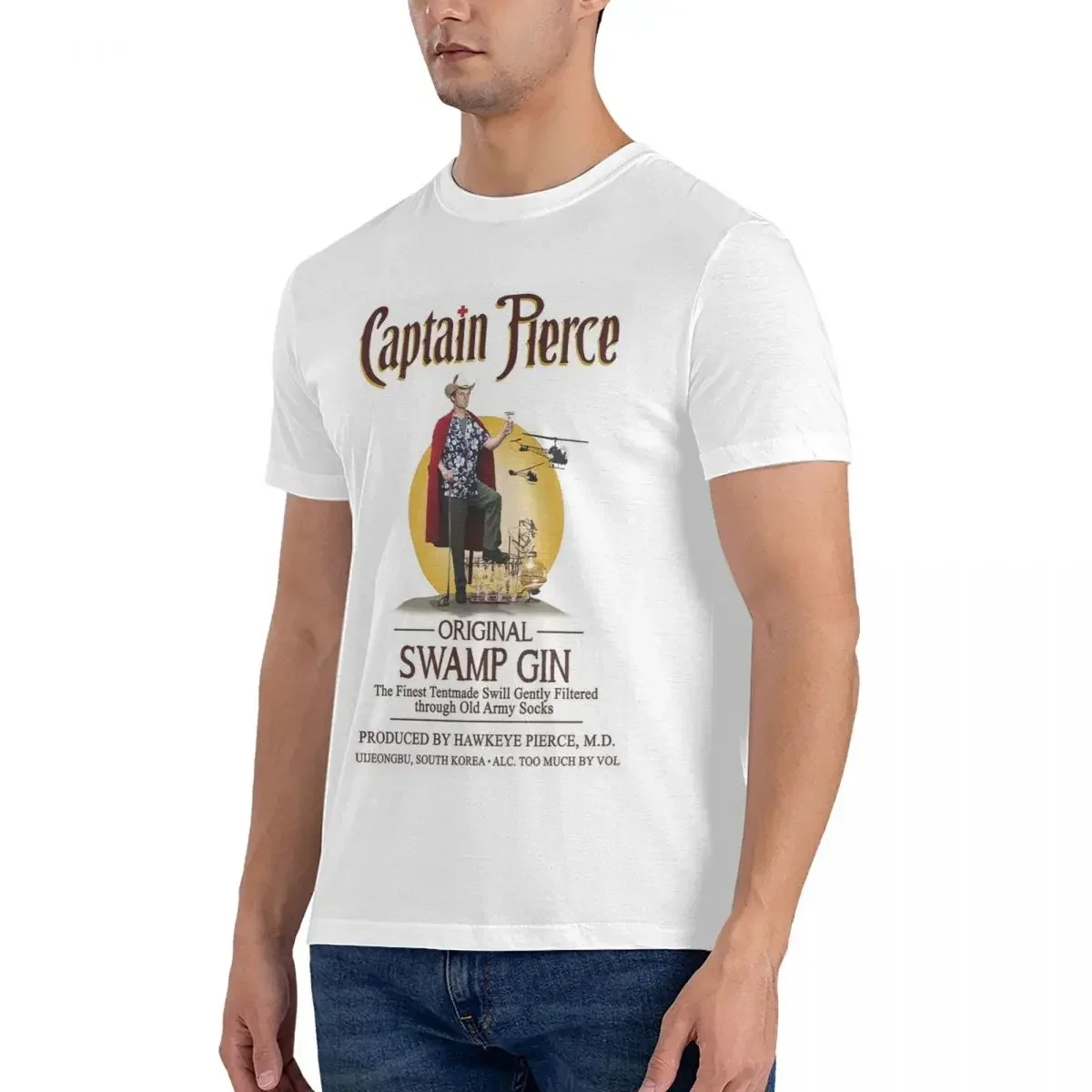 100% Cotton Captain Pierce Swamp Gin T-shirt Male Funny Oversized T Shirt Men Round Neck Summer Shirts Tops S-6XL