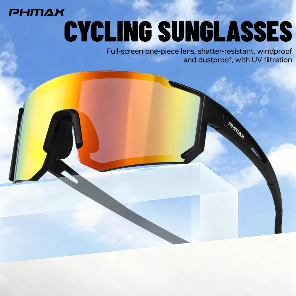 PHMAX Fahrrad-Sonnenbrille, schützt die Augen, Sport-Polarisationsbrille, Unisex-Fahrrad-Sonnenbrille, MTB-Rennrad-Sportbrille