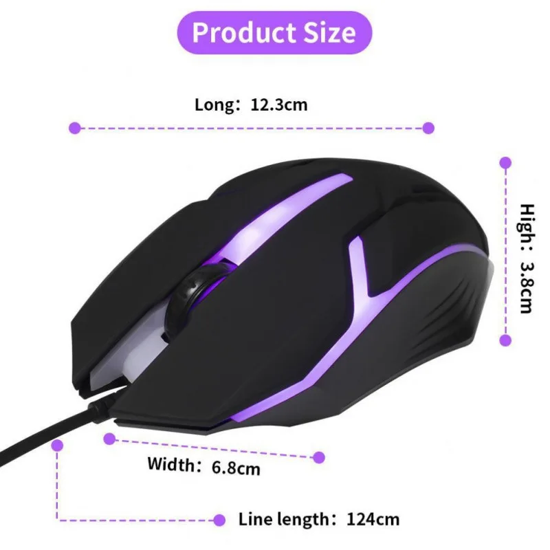 RGB Backlit Gaming USB Wired Optical Mouse DPI Adjustable Gamer Ergonomic Design USB PC Mouse For Computer Laptop Tablet
