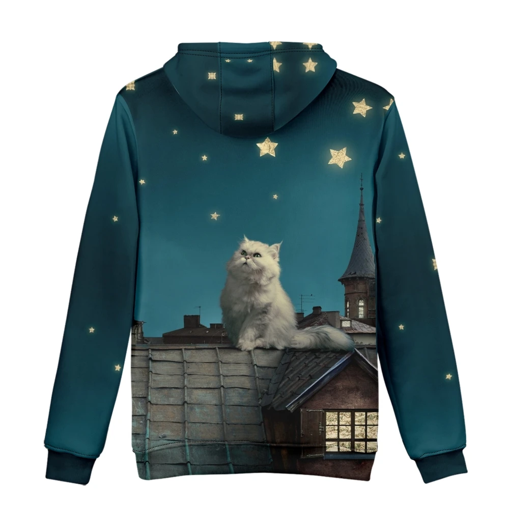 Winter 2022 Roof cat 3D Hoodie Mushroom Pattern Men's Goth Couple Oversized Casual Sweatshirt