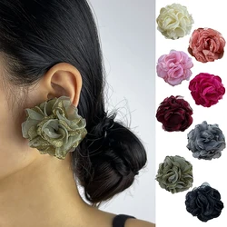 Exaggerated Large Fabric Flower Stud Earrings For Women Elegant Petal Earring Trendy Jewelry Wed Accessories