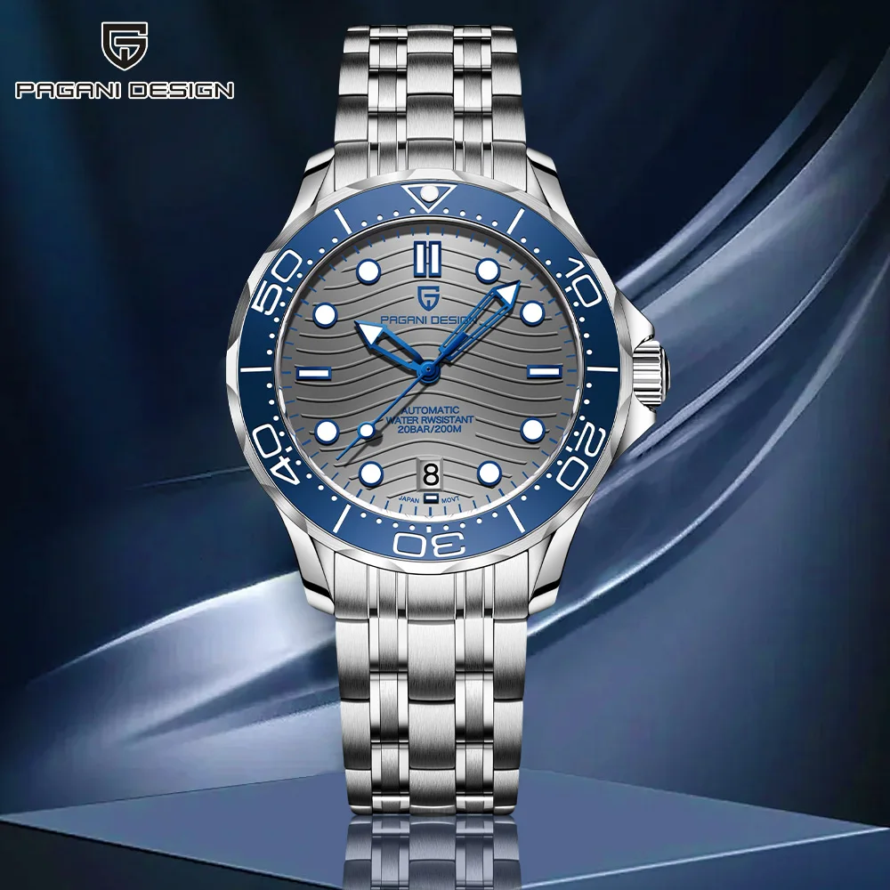 

Мужские механические часы Pagani Design 2025 года, мужские автоматические часы NH35, роскошные часы с сапфировым стеклом, 200 м, часы из нержавеющей стали с календарем