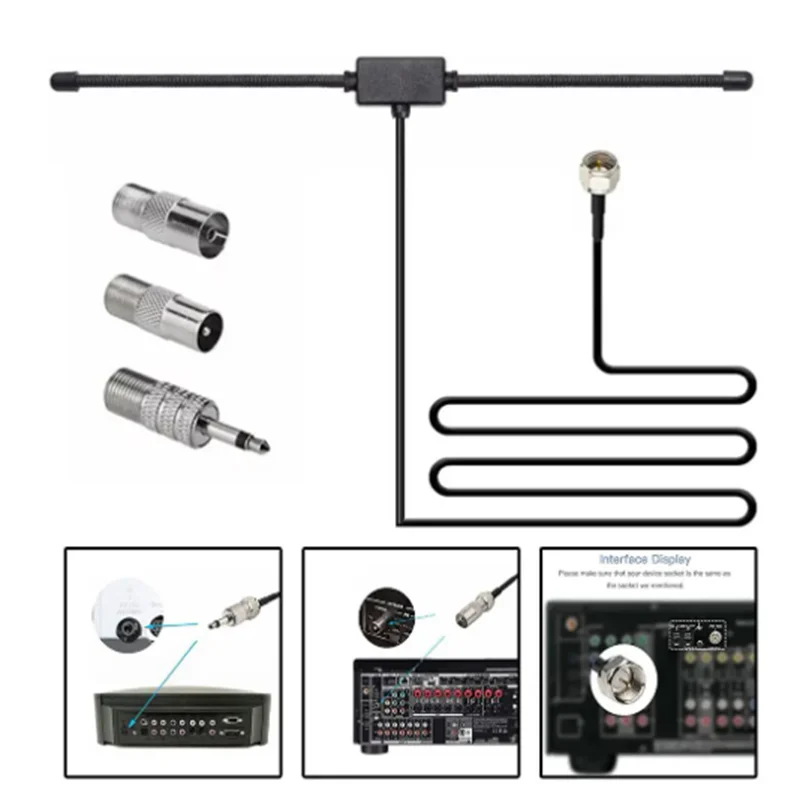 FM Rádio Dipolo Antena para Home Theater, Receptor Estéreo, Sistema de Música, Áudio e Vídeo