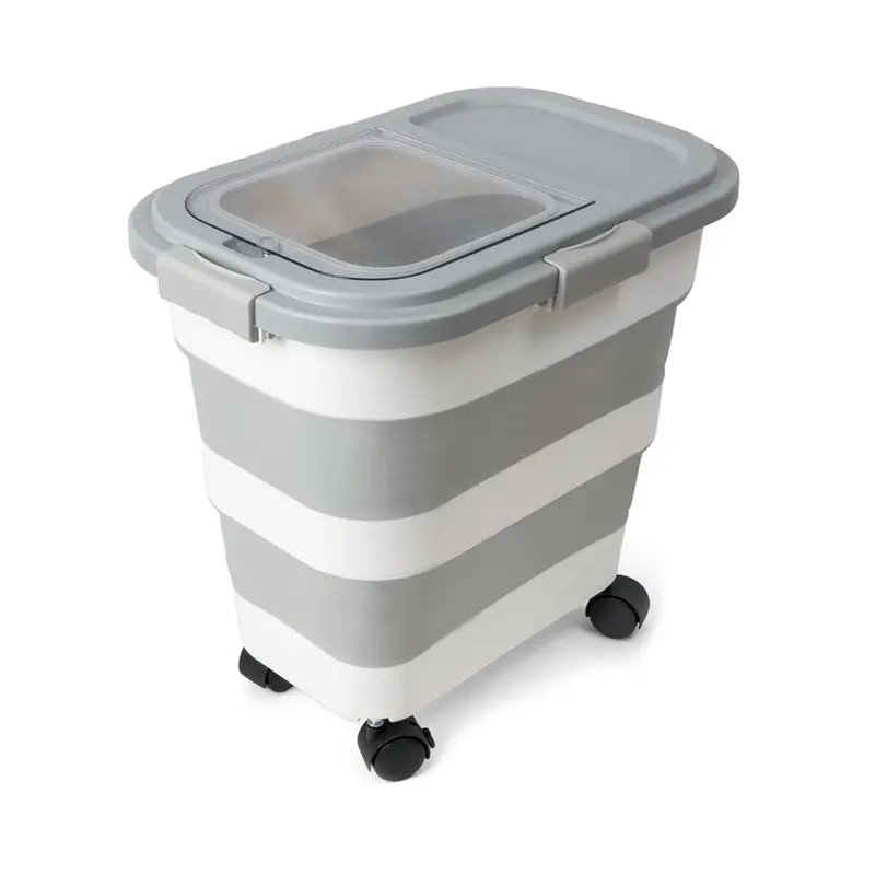 A53Q-Food Storage Container 1PCS Pet Food Container Dog Food With Drying Box Spinny Wheels Spinner