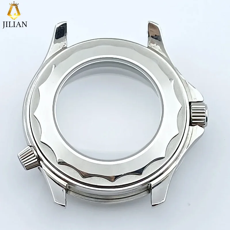 42mm Silver Seamaster 300 Mechanical Case With Black Ceramic Bezel Fit NH35 NH36 Movement Seamaster 300 Case Modification Kits