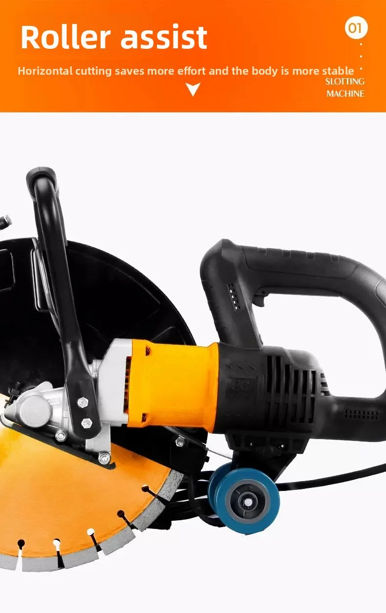 High power hand push brushless slotted concrete cutting machine
