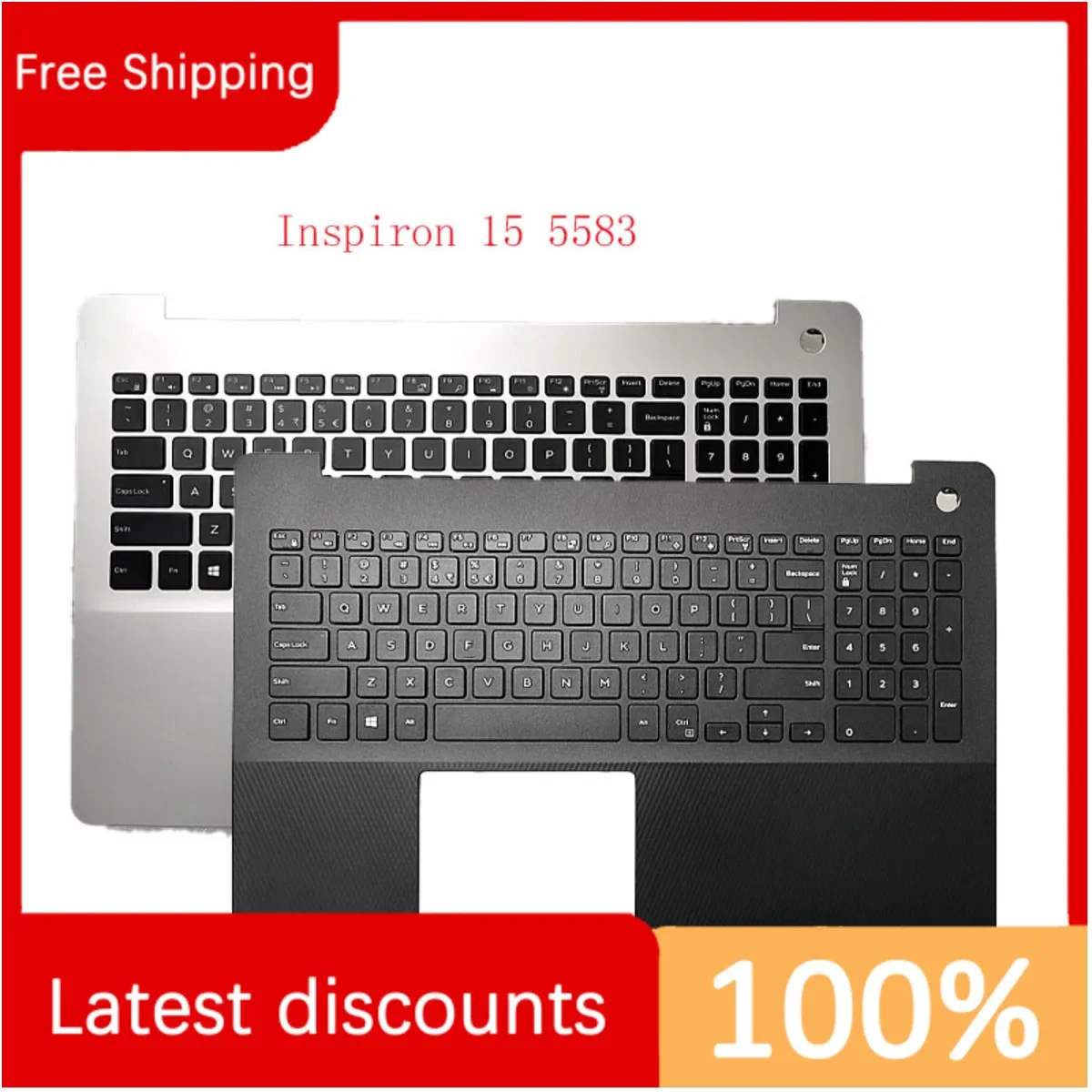 

For Dell Inspiron 15 5583 C Case Keyboard Backlight Silver Black Brand New