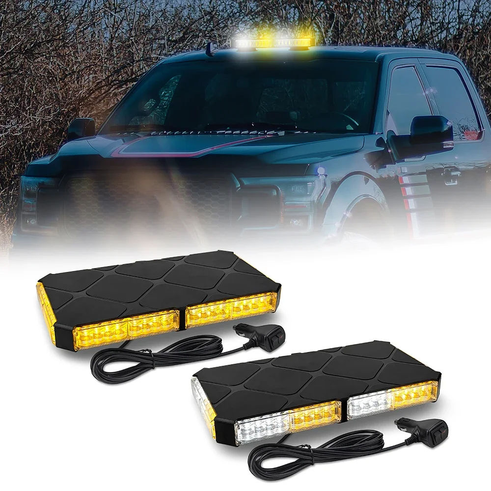 

48 LED Magnetic Emergency Strobe Lights Roof Top Car Safety Warning Flashing Light 12V/24V Amber Stroboscopes Trucks Police Lamp