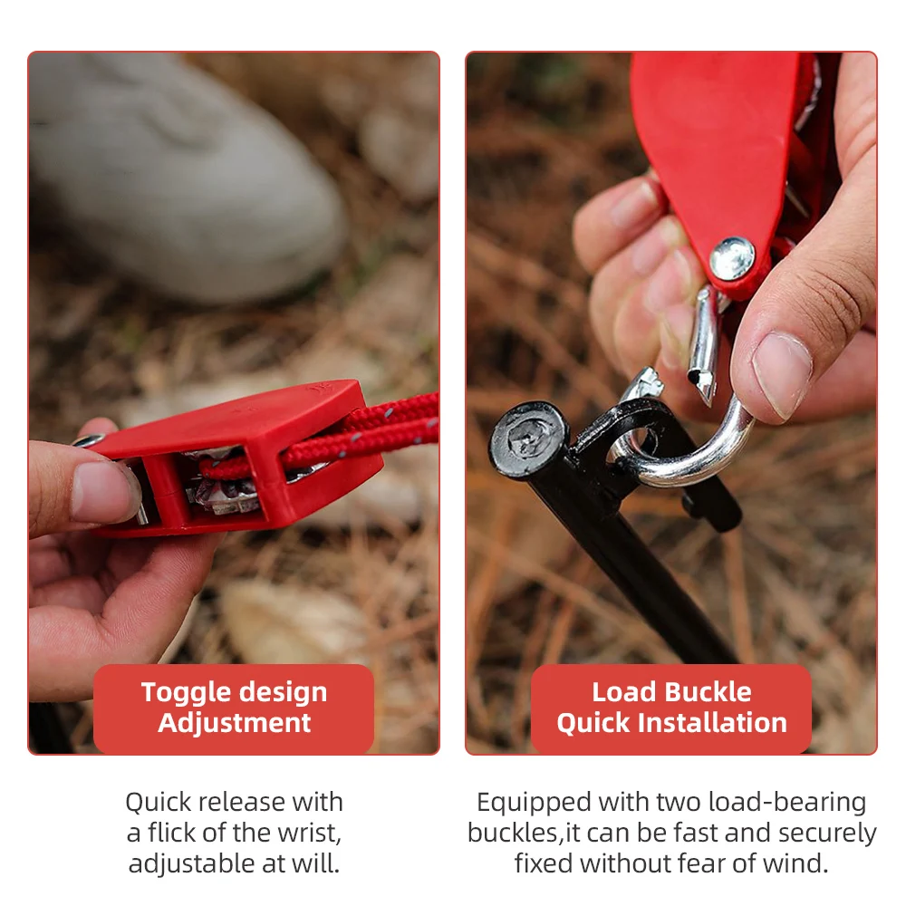 1/4pcs Camping Tent Tie Down Rope Tightener Fastening Pulley Ratchet Hangers Awning Canopy Buckle Rope Tightening Straps Tool