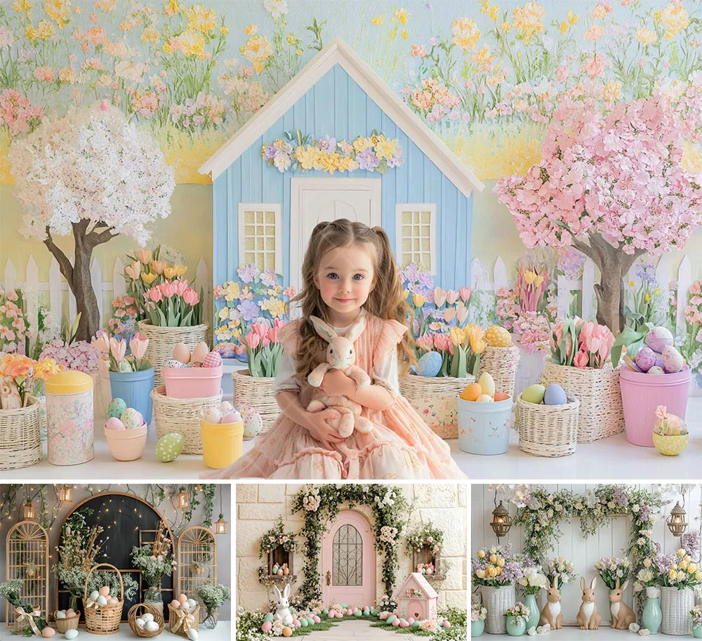 

Весенний пасхальный фон для фотосъемки в стиле бохо, арка, цветы, милый кролик, яйца, фон, декор для детей, торт на день рождения, Smash, фотостудия