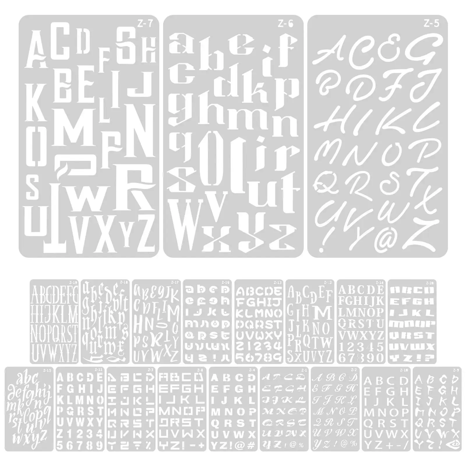 20 Sheets Stencil Ruler Templates for Crafts Painting Wall Multi-Function Letter Stencils Stencil Wood English Alphabet PET