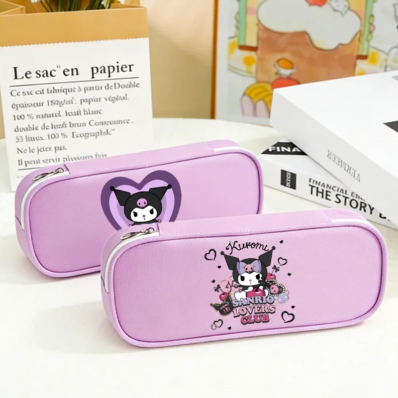 

Cute Kuromi Woman Pencil Case Sanrio Anime Print Y2K Kawaii Kid Girl Student Back To School Stationery Storage Canvas Pencil Bag