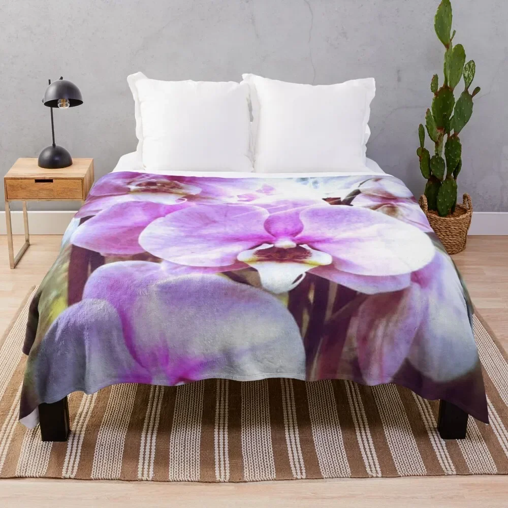 

Purple or Pink Orchids Throw Blanket Quilt Warm warm for winter Beautifuls Blankets