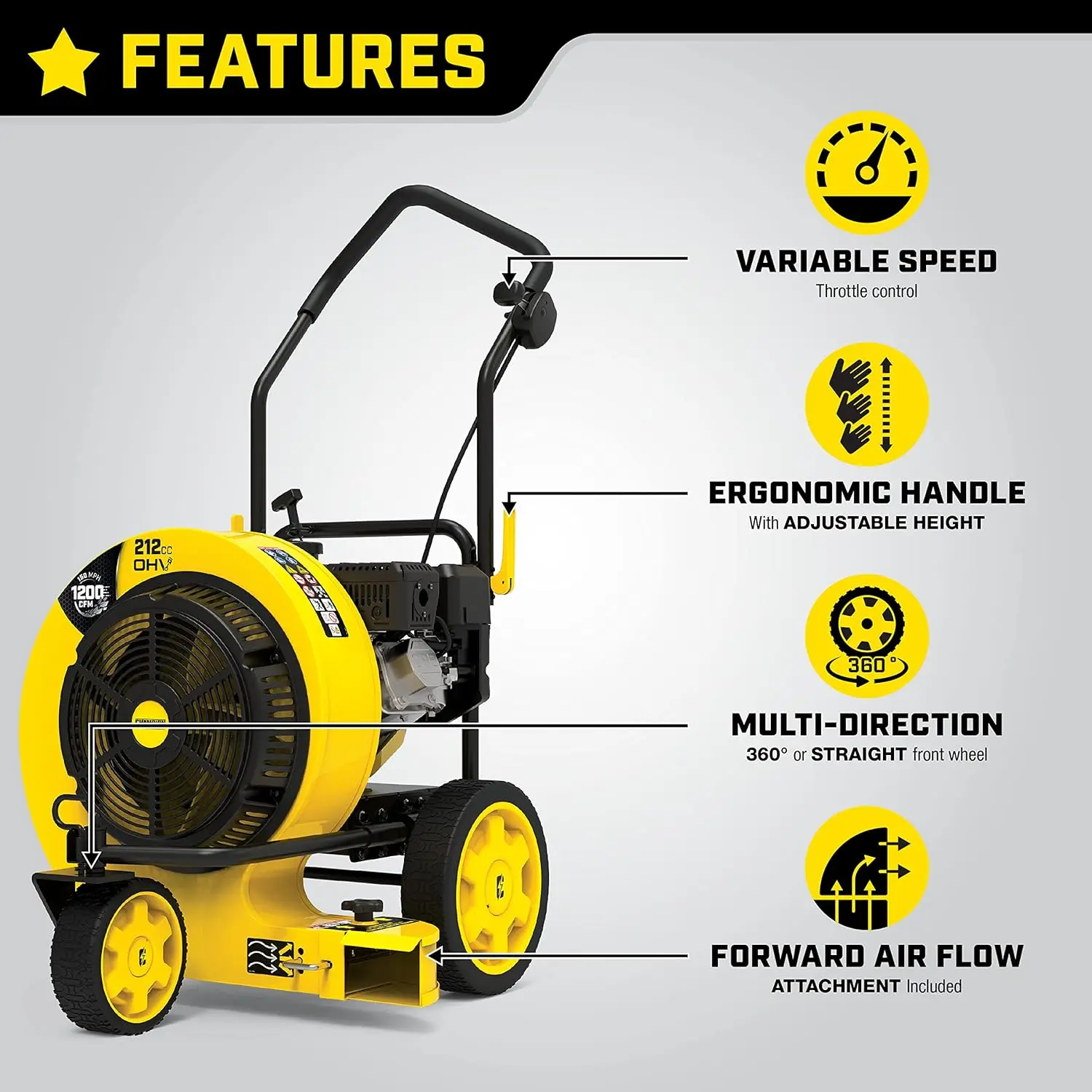 212Cc 1200 Cfm Walk Behind Leaf Blower