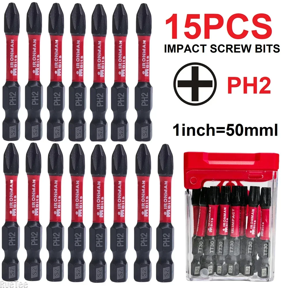 25pcs Impact Phillips Pozi Drill Bit Set S2 Electric Drill Tools Hex Head Shank Magnetic Screw Driver Screwdriver Bits Wrench