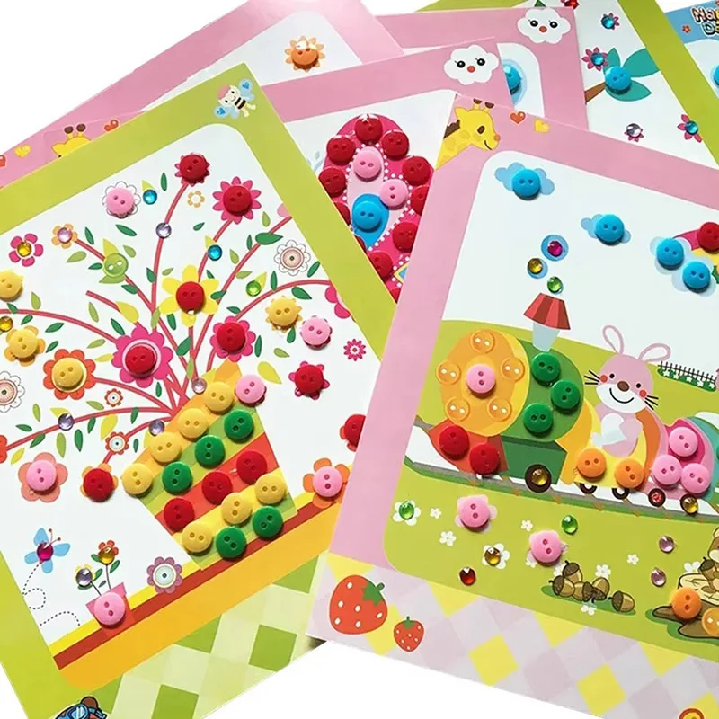 Botão adesivo com diamante adesivos padrão dos desenhos animados crianças artesanal diy brinquedos arte artesanato crianças brinquedo educativo precoce tmz