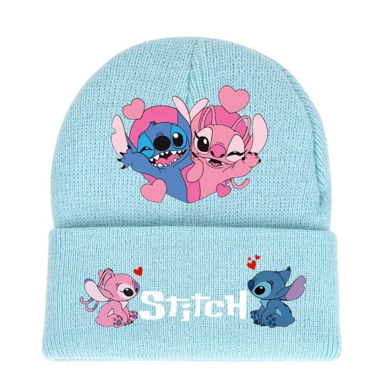

Disney Stitch Angel Cotton Caps Cartoon Anime Figure Cosplay Printing Fashion Cap Winter Warm Elastic Knitted Hats Student Gifts