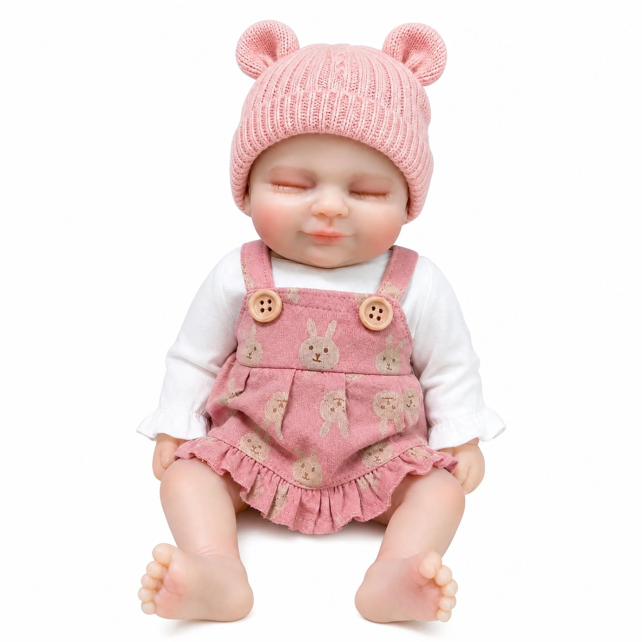 NPK 12inch Solid Silicone Smile Baby Doll in Silicone Version Elastic Strechable Mouth can Open Collectible Art Doll