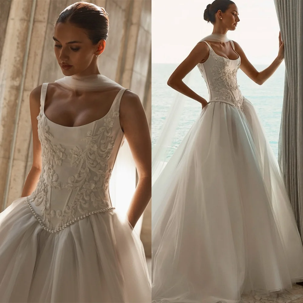 Customized Fashion Tulle Wedding Dresses Dreamy Strapless Flowers Heavy Industry Wedding Dresses 2025 Bride Gowns Wedding Guest