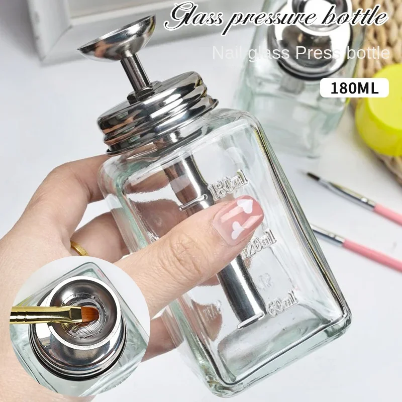 

Nail Glass Bottle Press Funnel Press Type Alcohol Bottle Nail Remover Water Empty Bottle Cleaning Liquid Crystal Hydraulic