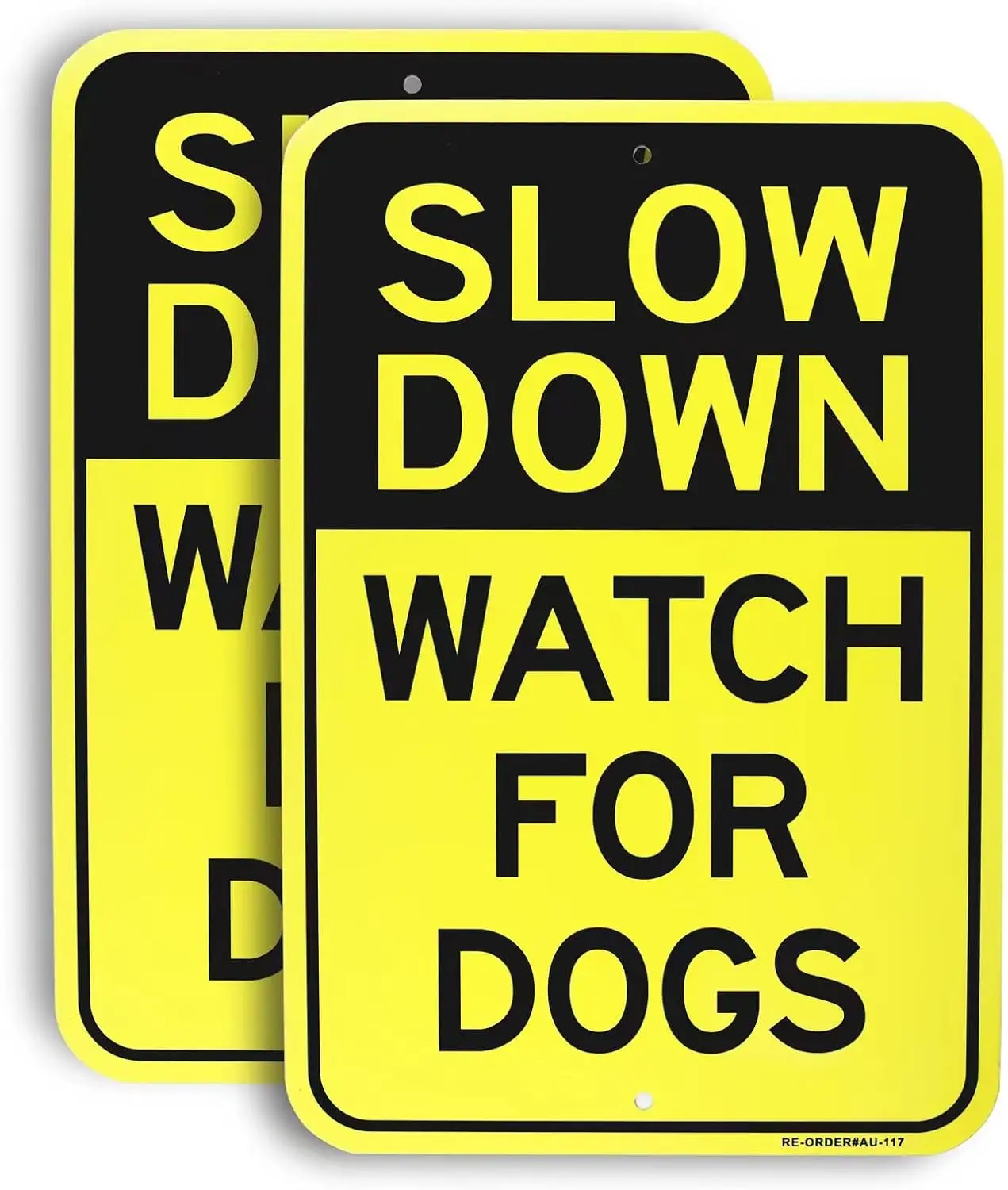 2-Pack Slow Down Road Sign, Watch for Dogs Sign, 18x 12 inches, Rust Free Aluminum Reflective Sign, UV Protected, Weatherproof,