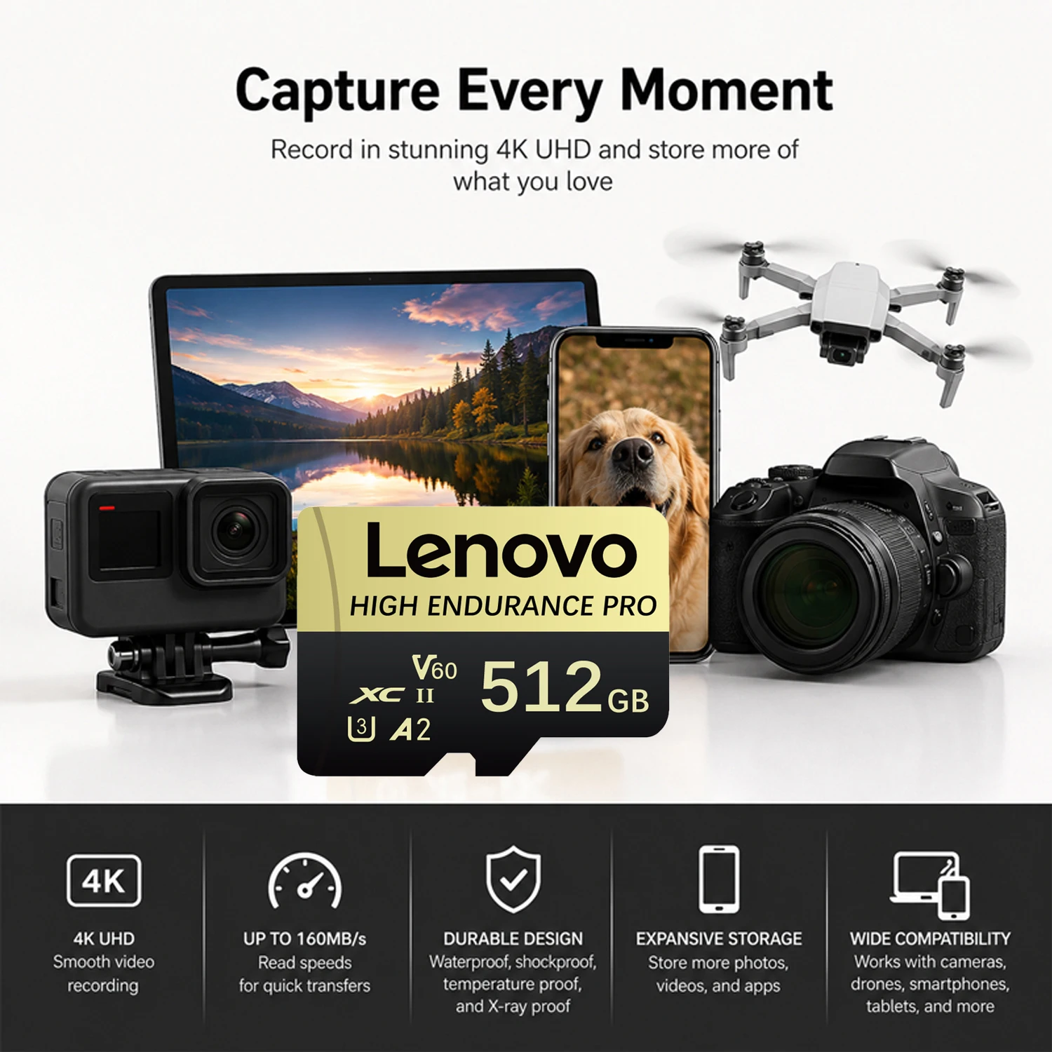Lenovo 1TB Micro SD Card High Speed Cartao De Memoria 128GB Support 4K V60 TF Flash Card SD Card For Phone GoPro Action Camera