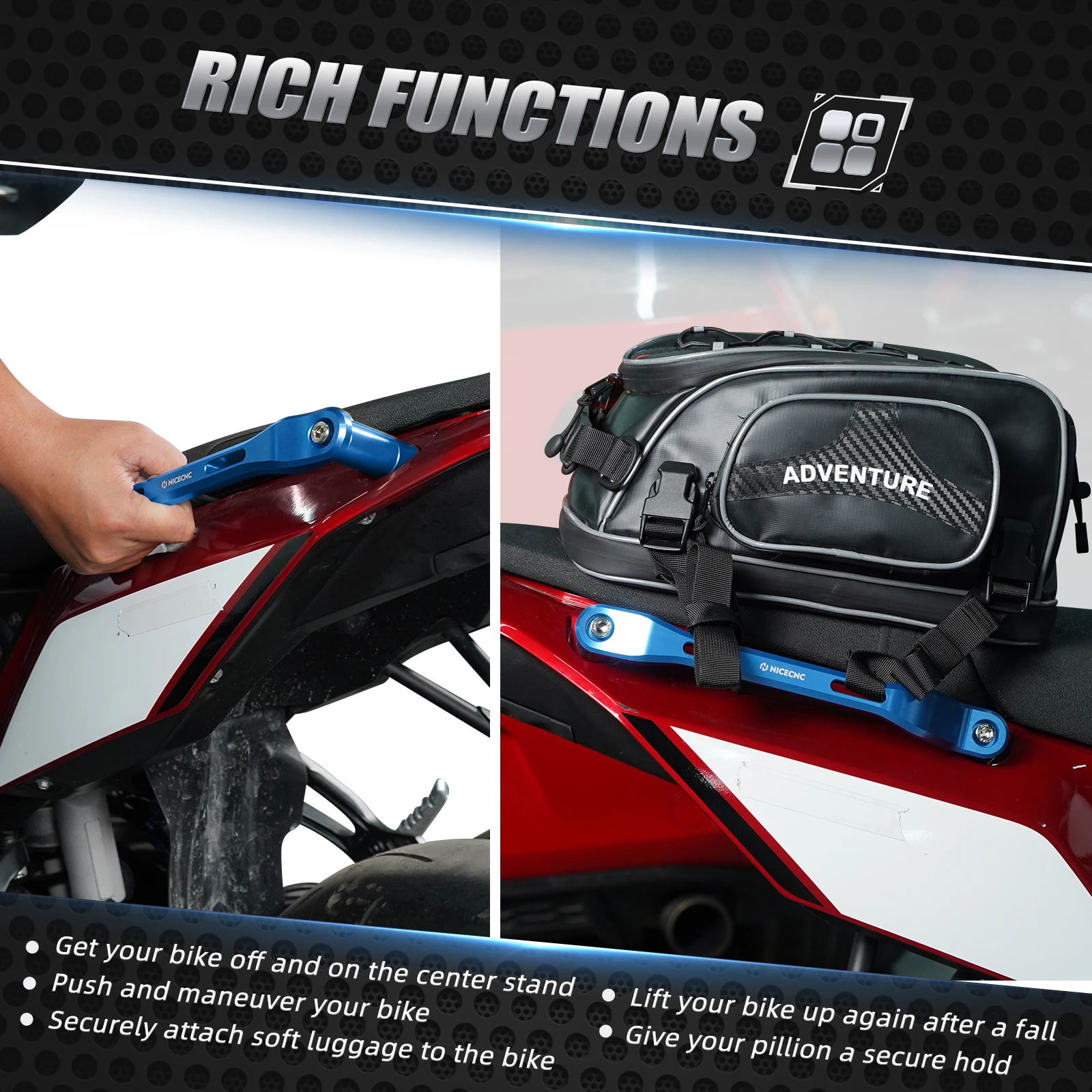 NICECNC Für Yamaha Tenere 700 2019–2024, Beifahrergriff, hinterer Greifer für Yamaha Tenere 700 World Raid-Zubehör, T700 XTZ700 – Detail 5